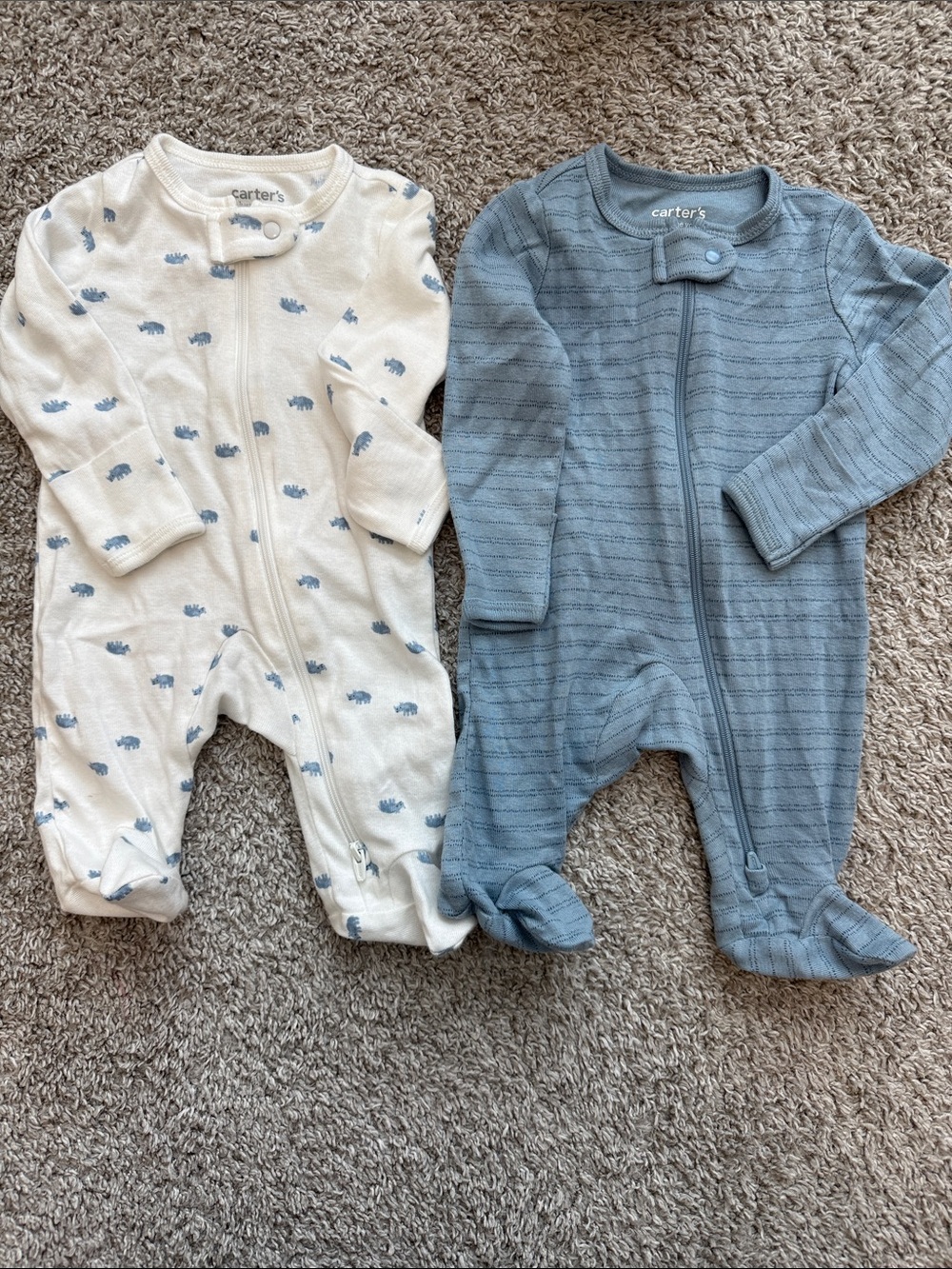 Carter's Blue & Cream Footed One-Piece Sleepers (2-Pack)